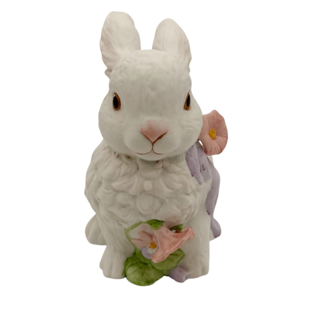 VTG Easter Bunny Music Box Enesco Rabbit Figurine Spring Decor Cottagecore Works - Picture 5 of 16